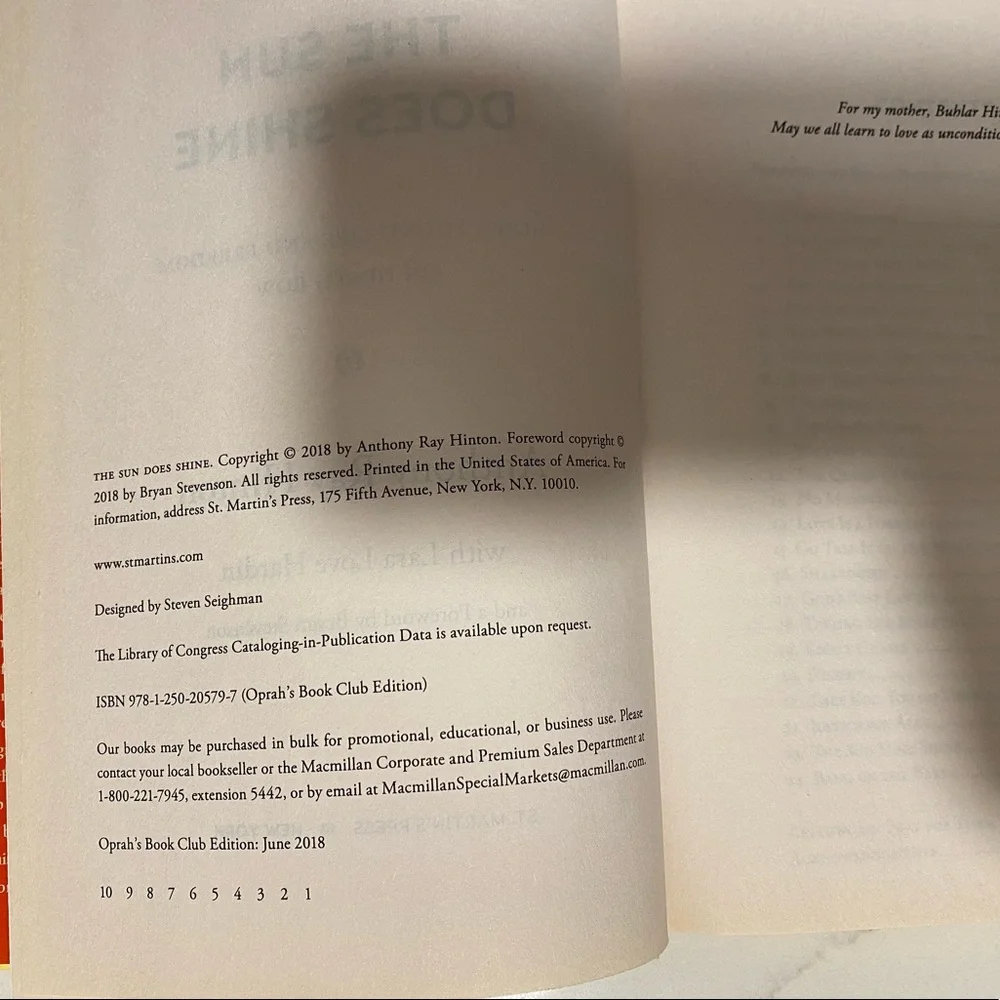 HardCover The Sun Does Shine Anthony Ray Hinton OPRAH’S Book Club 2018